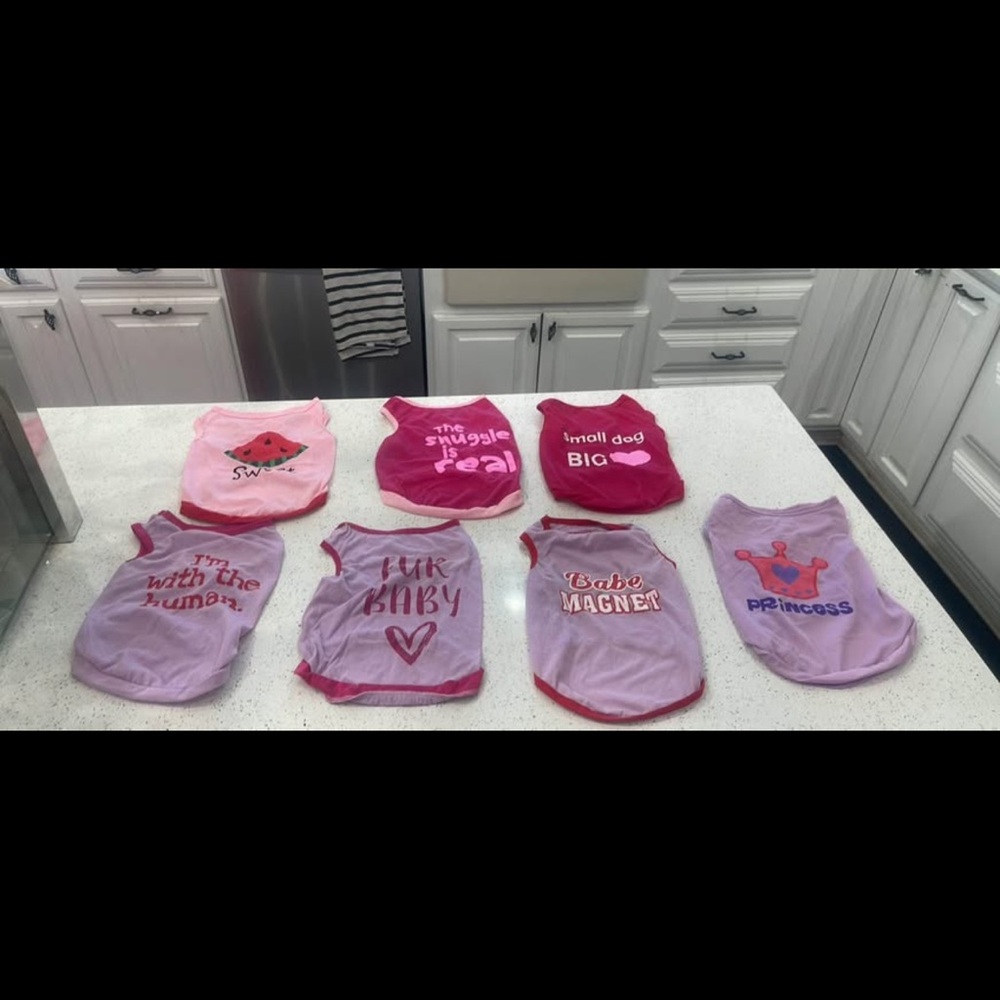 Set of Pink and Purple Dog Shirts